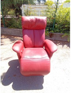 FAUTEUIL RELAX CUIR ROUGE