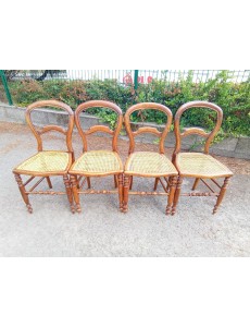 LOT DE 4 CHAISES CANNÉES