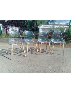 LOT DE 4 CHAISES PLEXI