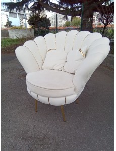 FAUTEUIL BEIGE ET DORÉ 