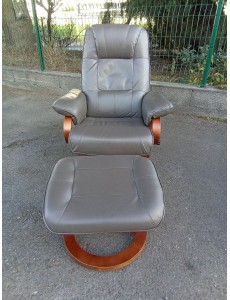 FAUTEUIL RELAX CUIR GRIS ET...