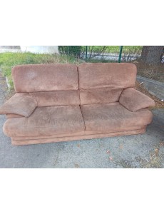 CANAPE 3P + FAUTEUIL MARRON 