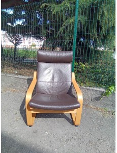 FAUTEUIL SUEDOIS CUIR MARRON
