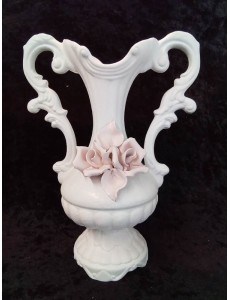 VASE 2 ANSE DECO ROSE BLANC PM