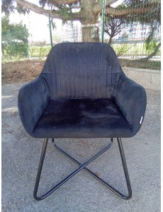 LOT DE 6 CHAISES TISSUS NOIR