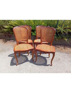 LOT DE 4 CHAISES CANNÉES...