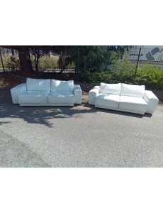 SALON CUIR BLANC 3 PLACES +...