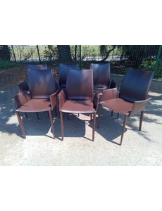 LOT DE 6 FAUTEUILS CUIR...