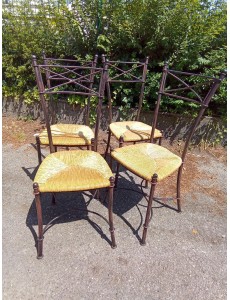 LOT DE 4 CHAISES EN FER FORGÉ