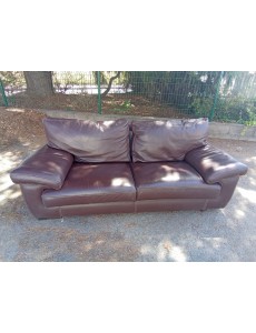 CANAPE CUIR MARRON 3P 