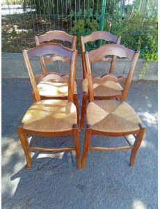 LOT DE 4 CHAISES RUSTIQUE...
