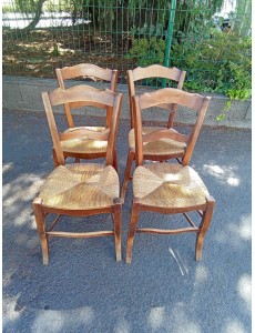LOT DE 4 CHAISES RUSTIQUE...