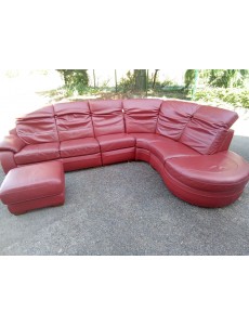 CANAPÉ D'ANGLE CUIR ROUGE +...