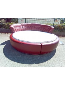 LIT ROND SIMILI CUIR ROUGE...