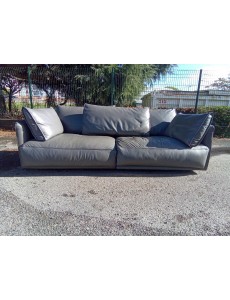 CANAPE CUIR GRIS 2P
