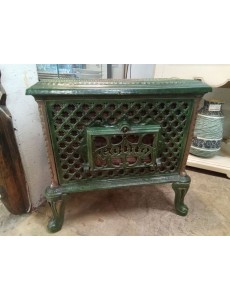 POELE À BOIS ÉMAILLÉ VERT