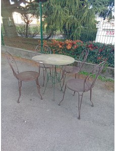 TABLE RONDE + 4 CHAISES DE...