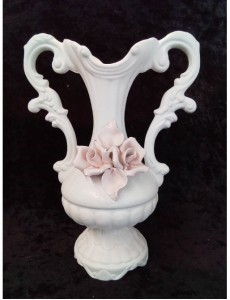 VASE 2 ANSE DECO ROSE BLANC PM