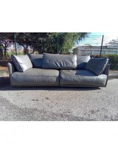 CANAPE CUIR GRIS 2P