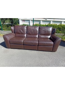 CANAPE 3P CUIR MARRON RELAX...
